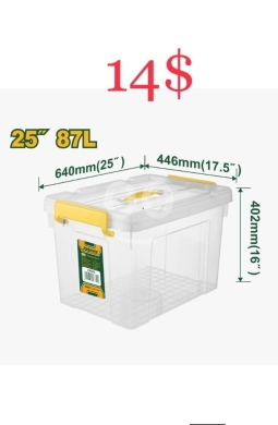 DIY Tools & Materials in Tripoli - Extra-Large 87L Clear Plastic Storage Bin with Locking Yellow Latches (25-Inch)