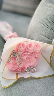 باقة زهور ساتان يدوية بألوان الباستيل الهادئة | Handmade Pastel Satin Flower Bouquet — 9