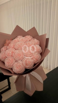 باقة زهور ساتان يدوية بألوان الباستيل الهادئة | Handmade Pastel Satin Flower Bouquet — 4