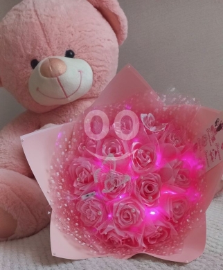 باقة زهور ساتان يدوية بألوان الباستيل الهادئة | Handmade Pastel Satin Flower Bouquet — 7
