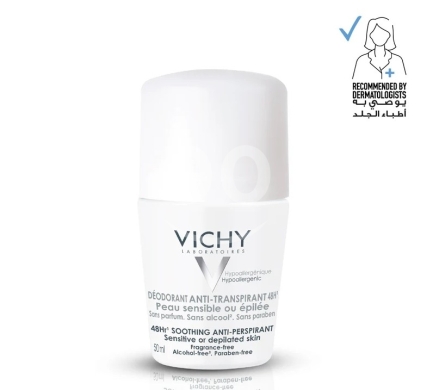 Health & Beauty in Beirut City - مزيل عرق فيشي للبشرة الحساسة | Vichy 48H Soothing Anti-Perspirant Roll-On for Sensitive Skin 50ml