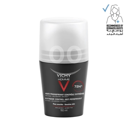 Santé & Beauté dans Beyrouth - مزيل عرق فيشي للرجال مضاد للتعرق | Vichy Homme 72H Extreme Control Anti-Perspirant Roll-On 50ml