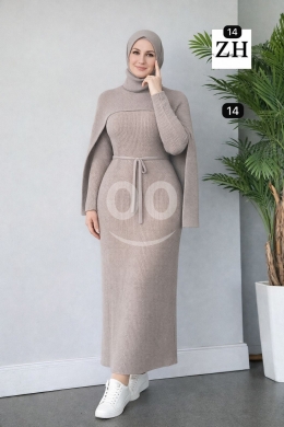 توينز نسائي راقي (فستان مع بلوزة كاب) | Elegant Women's Twin Set (Dress & Cape Top) — 2