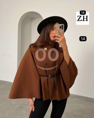 كاب نسائي جوخ فاخر مع حزام أنيق | Elegant Woolen Cape with Waist Belt — 2