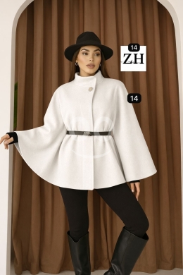 كاب نسائي جوخ فاخر مع حزام أنيق | Elegant Woolen Cape with Waist Belt — 7