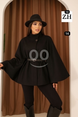 كاب نسائي جوخ فاخر مع حزام أنيق | Elegant Woolen Cape with Waist Belt — 9