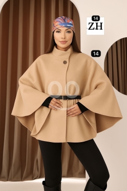 كاب نسائي جوخ فاخر مع حزام أنيق | Elegant Woolen Cape with Waist Belt — 4