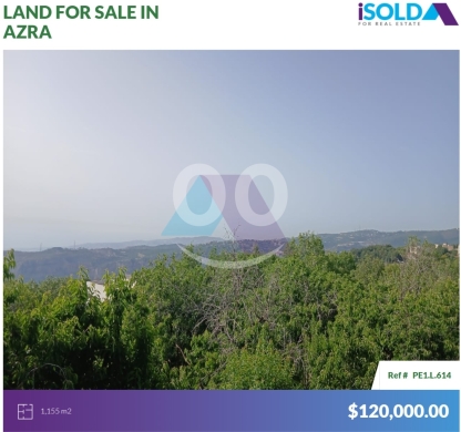 Lands for sale in Azra - 1155m2 land+mountain view-Prime Location-4sale in Azra/Keserwan-كسروانPE1L614