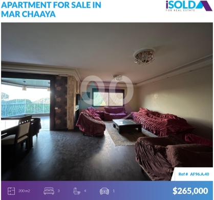 Apartments for sale in Mar Chaaya - Furnished 200m2 apartment+mountain view 4sale in Mar Chaaya - مار شعياAF96A40