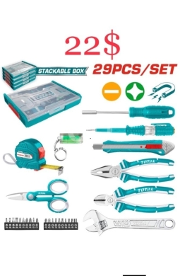 أدوات ومعدات منزلية في طرابلس - Total 29-Piece Household Tool Set in Stackable Case - Professional DIY Kit - $22