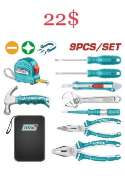 DIY Tools & Materials in Tripoli - Total 9-Piece Household Tool Set with Zipper Case - Professional DIY Kit - $22