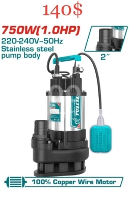 أدوات ومعدات منزلية في طرابلس - Total 1.0HP Stainless Steel Submersible Sewage Pump - 140$