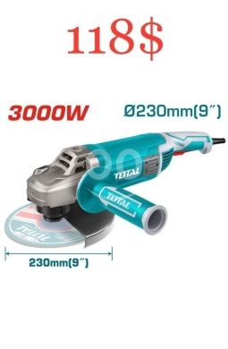 DIY Tools & Materials in Tripoli - صاروخ كهربائي توتال 3000 واط مقاس 9 بوصة (230 ملم) للأعمال الشاقة والقص والجلخ الصناعي