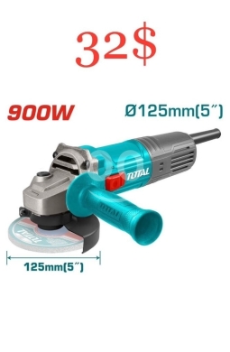 DIY Tools & Materials in Tripoli - صاروخ تجليخ توتال 900 وات 5 بوصة (125 ملم) لتجليخ وقص وتلميع المعادن والرخام بتصميم مدمج وقوي