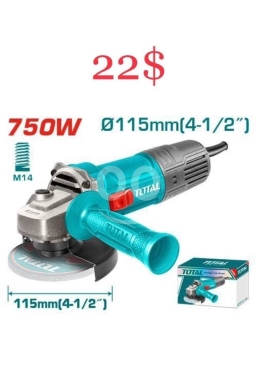 DIY Tools & Materials in Tripoli - صاروخ تجليخ توتال 750 وات 4.5 بوصة (115 ملم) للقص والجلخ الاحترافي بتصميم مدمج وأداء عالي
