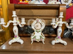 Luxury 3-Piece Porcelain Mantel Set - Hand-Painted Floral Elegance ($600)
