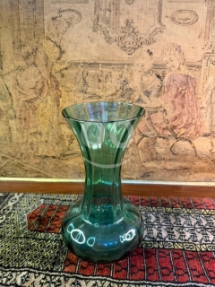 Elegant Emerald Green Glass Vase - Timeless Fluted Art Glass Decor ($70)