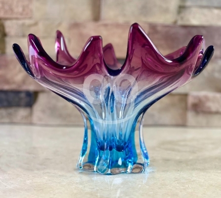 Antiques & Collectibles dans Zahleh - Vintage Murano Glass Centerpiece - Amethyst & Blue Pedestal Bowl, 1960s Italy