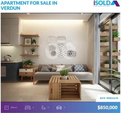 Apartments for sale in Verdun - 300m2 apartment 4sale in Verdun+Partial Sea view - شقة للبيع في فردانMH63A94