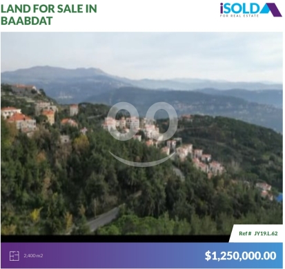 Lands for sale in Baabdat - 2400m2 Land+View 4sale in Shalimar/Baabdat - أرض للبيع في بعبداتJY19L62