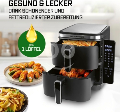 قلاية هوائية مزدوجة جورميه ماكس سعة 10 لتر | GourmetMaxx 10L Dual Basket Air Fryer Pro — 2