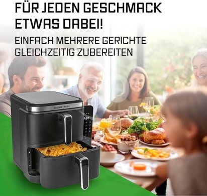 قلاية هوائية مزدوجة جورميه ماكس سعة 10 لتر | GourmetMaxx 10L Dual Basket Air Fryer Pro — 4