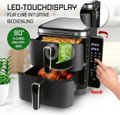 قلاية هوائية مزدوجة جورميه ماكس سعة 10 لتر | GourmetMaxx 10L Dual Basket Air Fryer Pro — 6