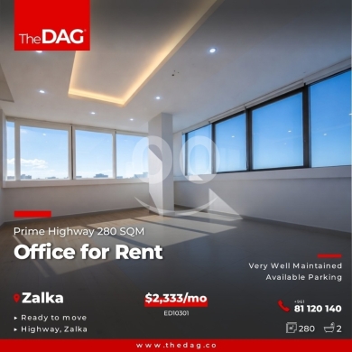 Commercials for rent in Zalka - Prime Highway 280 SQM Office for Rent in Zalka مكتب للايجار