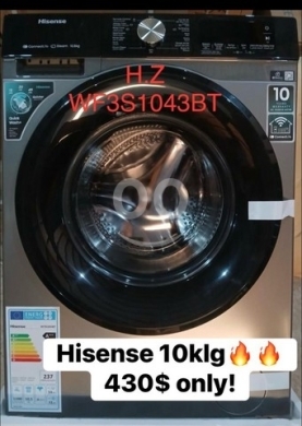 Kitchen appliances in Khalde - Hisense 10.5kg Front-Load Washing Machine - Smart Connect & Steam - $430