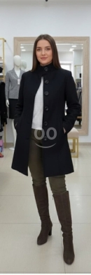 Clothes, Footwear & Accessories in Ferzol - Elegant Black Single-Breasted Wool-Style Coat - Classic Stand Collar Winter Outerwear for Women