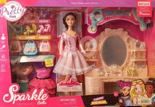 Autres biens dans Ras-Meska - طاولة زينة ساركل بيلا الوردية للأطفال مع ملحقات الموضة | Sparkle Bella Dressing Table Toy Set