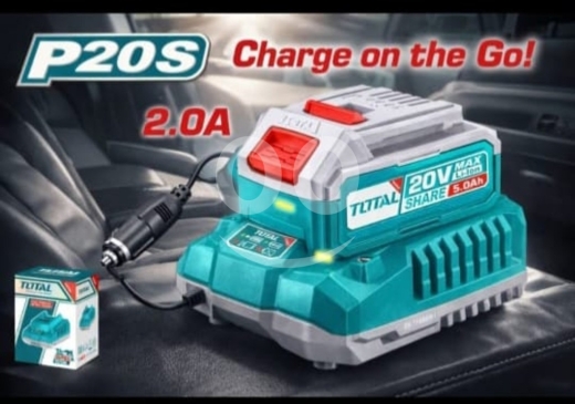 DIY Tools & Materials in Tripoli - شاحن بطاريات توتال P20S للسيارة 20 فولت بقوة 2.0 أمبير | TOTAL P20S 20V Car Battery Charger 2.0A