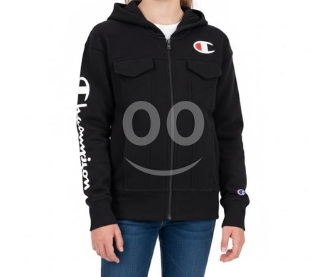 سويت شيرت شامبيون أسود مبطن للأطفال (10/12 سنة) جديد بالتاغ | Champion Black Fleeced Swea… — 2