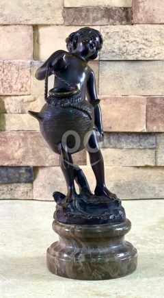 Auguste Moreau Style Figurine - Vintage Spelter Sculpture of Young Boy on Marble Base/Sculpture (Aug