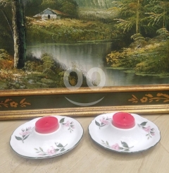 طقم شمعدان بورسلان أوروبي أنتيك نقشة ورود | Pair of Antique European Porcelain Floral Candlesticks