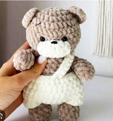 Clothes, Footwear & Accessories in Halate - دب كروشيه محشو مصنوع يدوياً بمقاس 25&times;20 سم | Handmade Crochet Teddy Bear Plush Toy 25x20cm