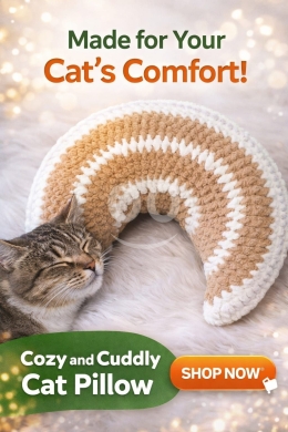 Vêtements, chaussures et accessoires dans Halate - وسادة كروشيه مريحة للقطط مصنوعة يدوياً بتصميم مقوس | Handmade Cozy Crochet Crescent Cat Pillow