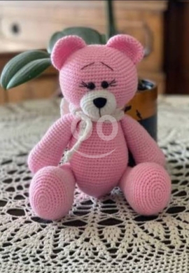 Clothes, Footwear & Accessories in Halate - دب كروشيه محشو مصنوع يدوياً بطول 30 سم | Handmade Crochet Teddy Bear Plush Toy 30cm Tall