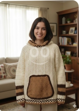 Vêtements, chaussures et accessoires dans Halate - سترة "هودي" كروشيه يدوية الصنع بتصميم عصري للجنسين | Premium Handmade Crochet Unisex Hoodie Sweater