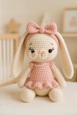 Vêtements, chaussures et accessoires dans Halate - أرنب كروشيه محشو مصنوع يدوياً بطول 30 سم | Handmade Crochet Bunny Plush Toy 30cm Tall