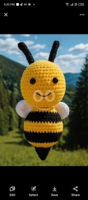 Vêtements, chaussures et accessoires dans Halate - نحلة كروشيه محشوة مصنوعة يدوياً بمقاس 40&times;25 سم | Handmade Crochet Bee Plush Toy 40x25cm