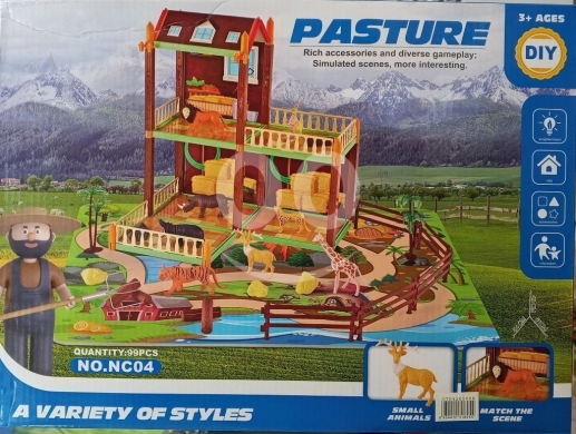 مجموعة ألعاب المزرعة التفاعلية مع ملحقات غنية ومشاهد محاكية | Simulated Pasture Farm Toy … — 2