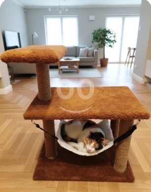 Vêtements, chaussures et accessoires dans Halate - خداشة قطط منزلية متعددة المستويات مع أرجوحة مريحة | Premium Handmade Multi-Level Cat Scratcher with