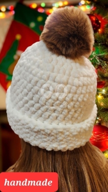 قبعة بيني كروشيه يدوية دافئة وأنيقة لشتاء مريح | Handmade Crochet Winter Beanie for Warmt… — 3