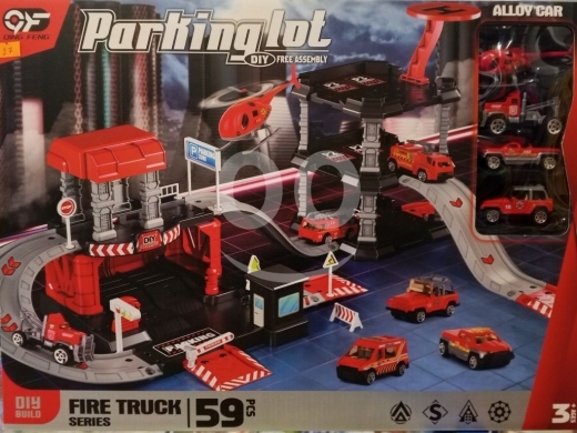 Autres biens dans Ras-Meska - مجموعة موقف سيارات الإطفاء 59 قطعة مع سيارة معدنية لعمر 3+ | Fire Truck Parking Lot 59 PCS Metal Car