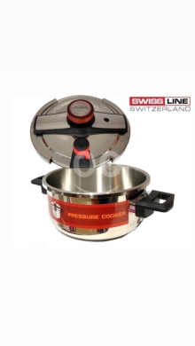 أدوات المطبخ في عين مريسه - ??swiss line Stainless Steel Click-Clack Pressure Cooker/Click-Clack Casserole Dish-6 liter-طنجرة
