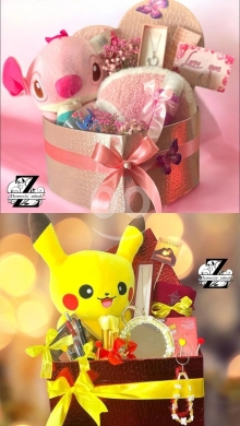 صندوق هدايا قلب مزدوج مع زهور وشوكولاتة | Double Heart Gift Box with Flowers and Chocolate — 3
