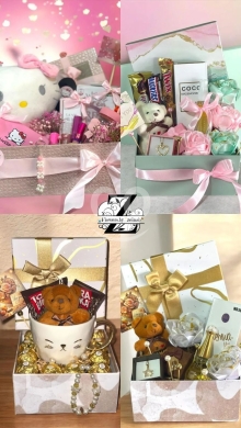 صندوق هدايا قلب مزدوج مع زهور وشوكولاتة | Double Heart Gift Box with Flowers and Chocolate — 5