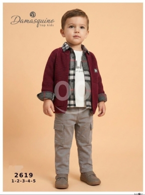 Baby & Kids Stuff in Tripoli - طقم ملابس صبياني مودرن 3 قطع - خمري ورمادي - جودة ممتازة للأعمار من 1 إلى 5 سنوات