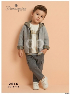 Premium 3-Piece Boys' Casual Set - Grey & Mustard Yellow - Sizes 1 to 5 Years - Modern Kids' Collect